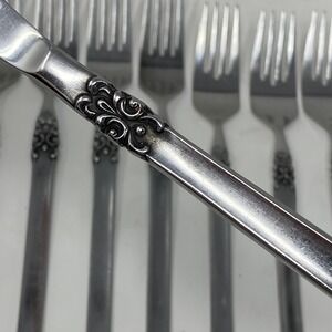 Vtg Ekco Eterna Japan 24 Piece Flatware Set Mid Century Floral Scroll Stainless